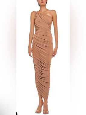 Norma Kamali Nude/Tan Satin Diana Gown size S